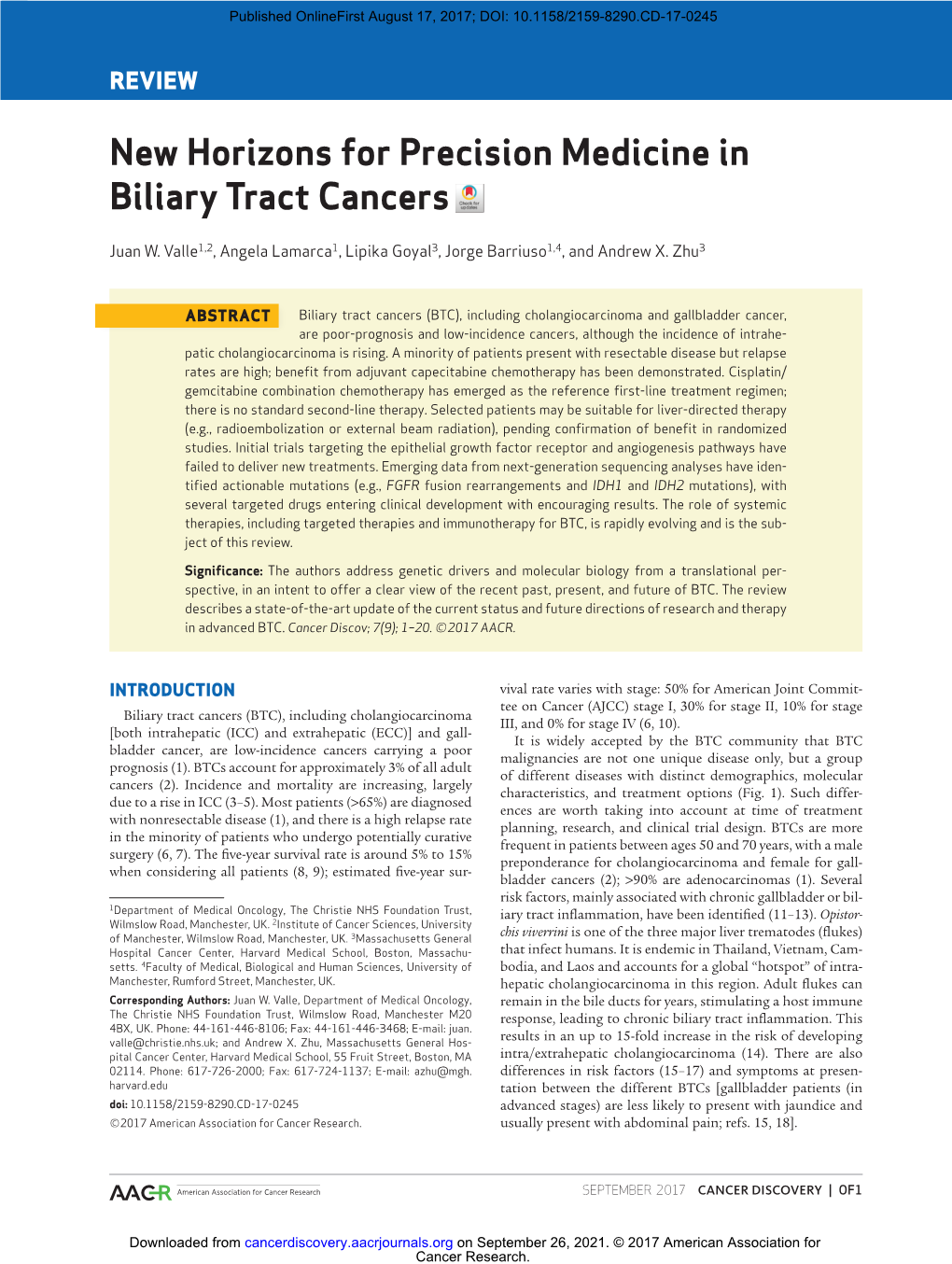 New Horizons for Precision Medicine in Biliary Tract Cancers
