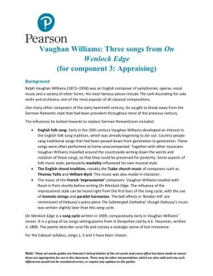 Vaughan Williams: Three Songs from on Wenlock Edge (For Component 3: Appraising)