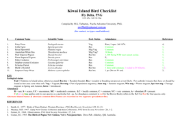Kiwai Island Bird Checklist Fly Delta, PNG 8 33 45S 143 18 30E