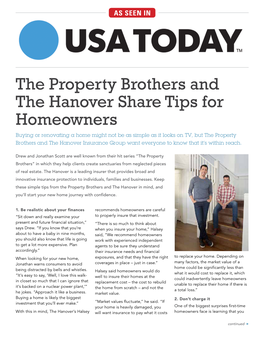 The Property Brothers and the Hanover Share Tips for Homeowners