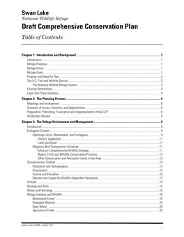 Draft Comprehensive Conservation Plan Table of Contents