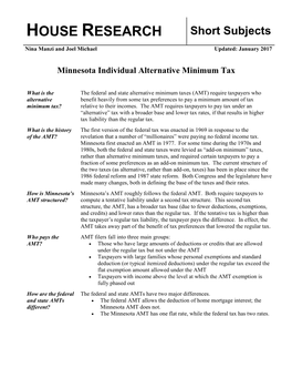 Minnesota Individual Alternative Minimum Tax
