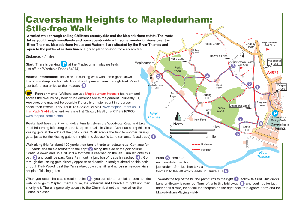 Caversham Heights to Mapledurham: Stile-Free Walk a Varied Walk Through Rolling Chilterns Countryside and the Mapledurham Estate