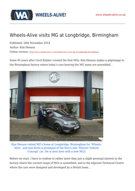 Wheels-Alive Visits MG at Longbridge, Birmingham