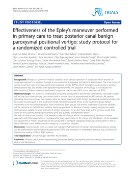 Effectiveness of the Epley's Maneuver Performed In