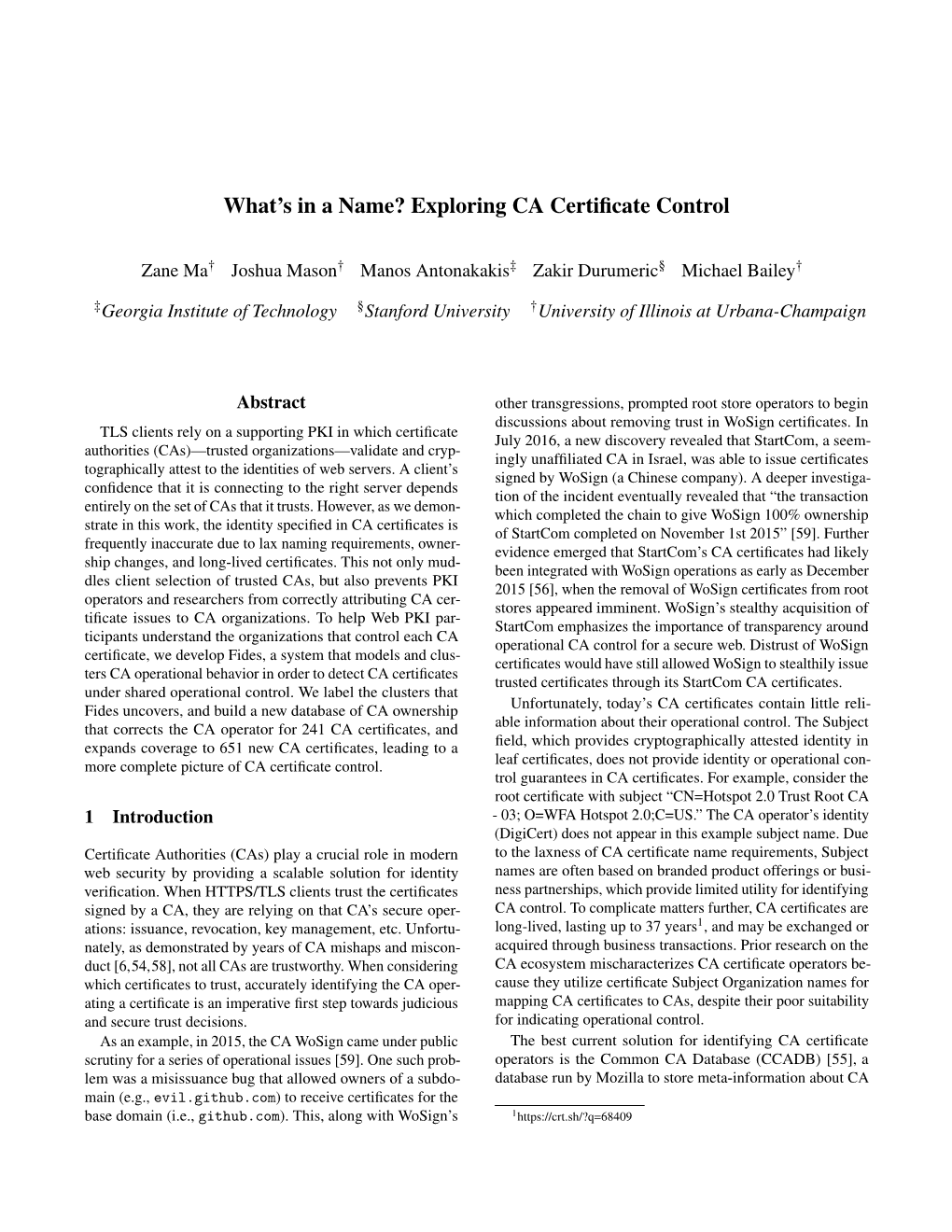 Exploring CA Certificate Control