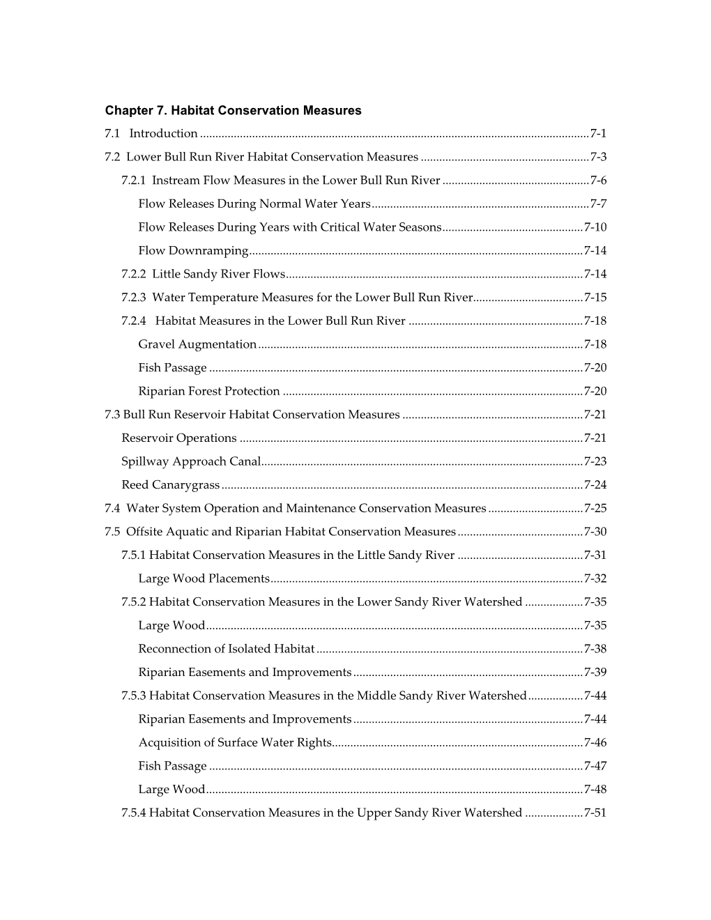 Habitat Conservation Measures 7.1 Introduction