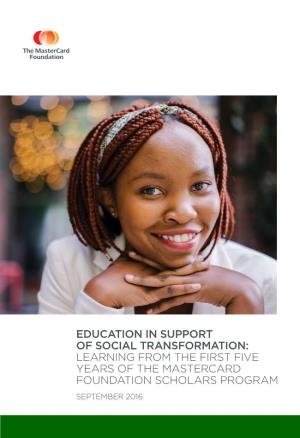 Mastercard Foundation Education Support of Social Transformation