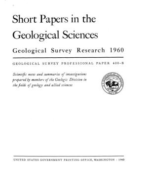 Short Papers in the Geological Sciences