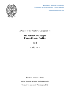 A Guide to the Archival Collection of the Robert Cook-Deegan Human