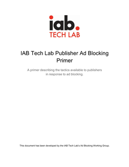 IAB Tech Lab Publisher Ad Blocking Primer