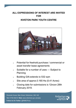 All Expressions of Interest Are Invited for Kiveton Park