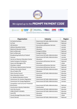 Prompt Payment Code Signatories