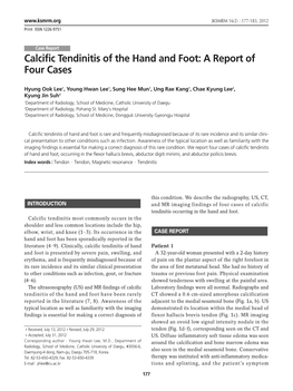 Calcific Tendinitis of the Hand and Foot: a Report of Four Cases