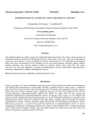 Pharmacologyonline 1: 824-831 (2010) Ewsletter Sultanpur Et