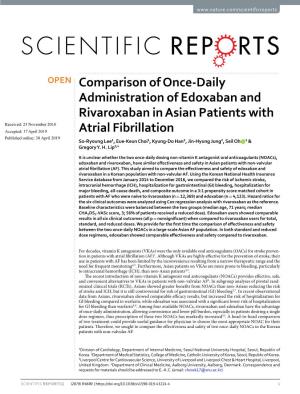 Comparison of Once-Daily Administration of Edoxaban And