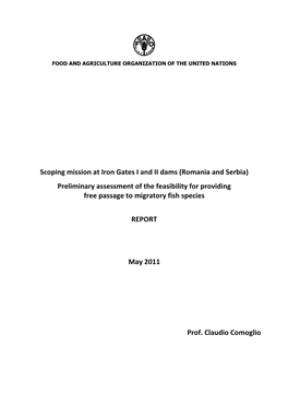 Scoping Mission at Iron Gates I and II Dams (Romania and Serbia) Preliminary Assessment of the Feasibility for Providing Free Passage to Migratory Fish Species