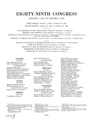 Eighty-Ninth Congress January 3, 1965, to January 3, 1967