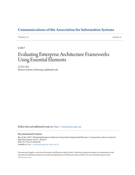 Evaluating Enterprise Architecture Frameworks Using Essential Elements Q