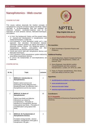 Nanophotonics - Web Course