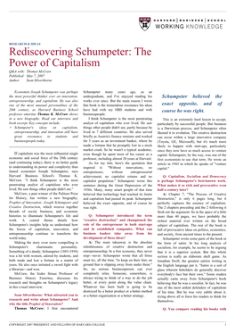 Rediscovering Schumpeter: the Power of Capitalism — HBS Working Knowledge