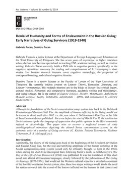 Denial of Humanity and Forms of Enslavement in the Russian Gulag