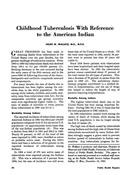 Childhood Tuberculosis with Reference to the Ameriean Indian