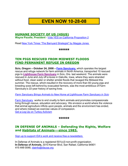 IN DEFENSE of ANIMALS – Defending the Rights, Welfare and Habitats of Animals---Since 1983