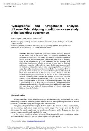 Hydrographic and Navigational Analysis of Lower Oder Shipping Conditions – Case Study of the Backflow Occurrence