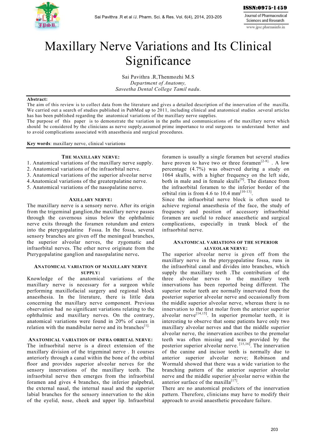 Maxillary Nerve Variations and Its Clinical Significance