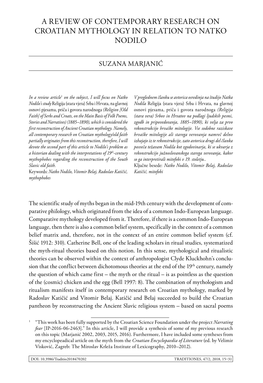 A Review of Contemporary Research on Croatian Mythology in Relation to Natko Nodilo