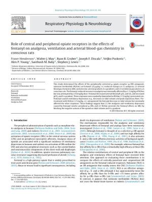 Role of Central and Peripheral Opiate Receptors in the Effects of Fentanyl