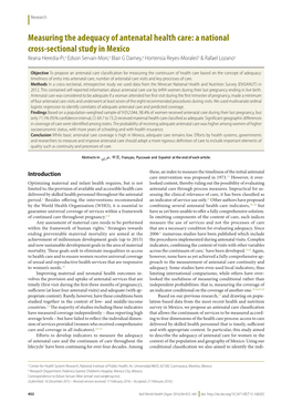 Measuring the Adequacy of Antenatal Health Care