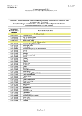 Statistikamt Nord Sachgebiet 142 Jahresrechungsstatistik 2016