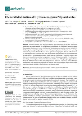 Chemical Modification of Glycosaminoglycan Polysaccharides