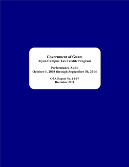 Government of Guam Tiyan Campus Tax Credits Program