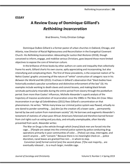 A Review Essay of Dominique Gilliard's Rethinking Incarceration