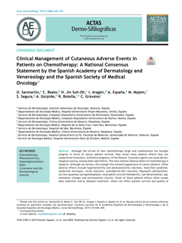 Clinical Management of Cutaneous Adverse Events in Patients on Chemotherapy 449
