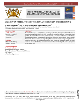 A Review on Applications of Molecular Docking in Drug Designing