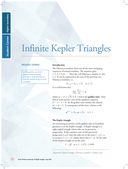 Infinite Kepler Triangles Student Corner
