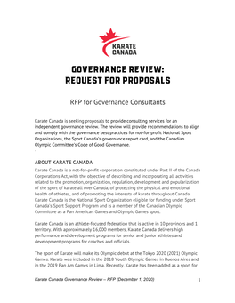 Governance Review: Request for Proposals