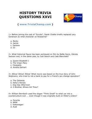 History Trivia Questions Xxvi