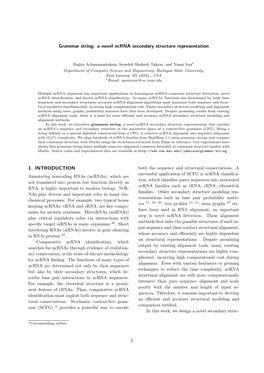 Grammar String: a Novel Ncrna Secondary Structure Representation