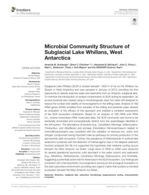Microbial Community Structure of Subglacial Lake Whillans, West Antarctica