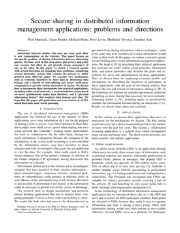 Secure Sharing in Distributed Information Management Applications: Problems and Directions