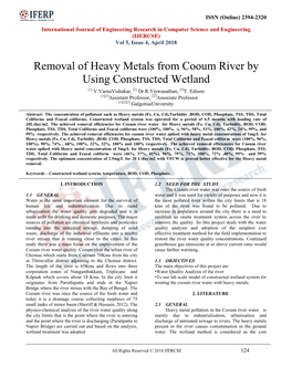Removal of Heavy Metals from Cooum River by Using Constructed Wetland [1] V.Varnavishakar, [2] Dr.R.Viswanathan, [3]T