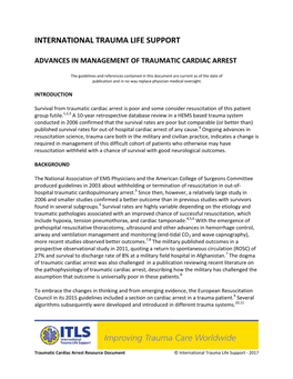 Advances in Management of Traumatic Cardiac Arrest
