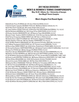 2017 Ncaa Division I Men's & Women's Tennis