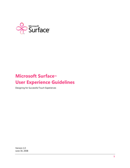 Microsoft Surface User Experience Guidelines