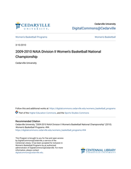 2009-2010 NAIA Division II Women's Basketball National Championship